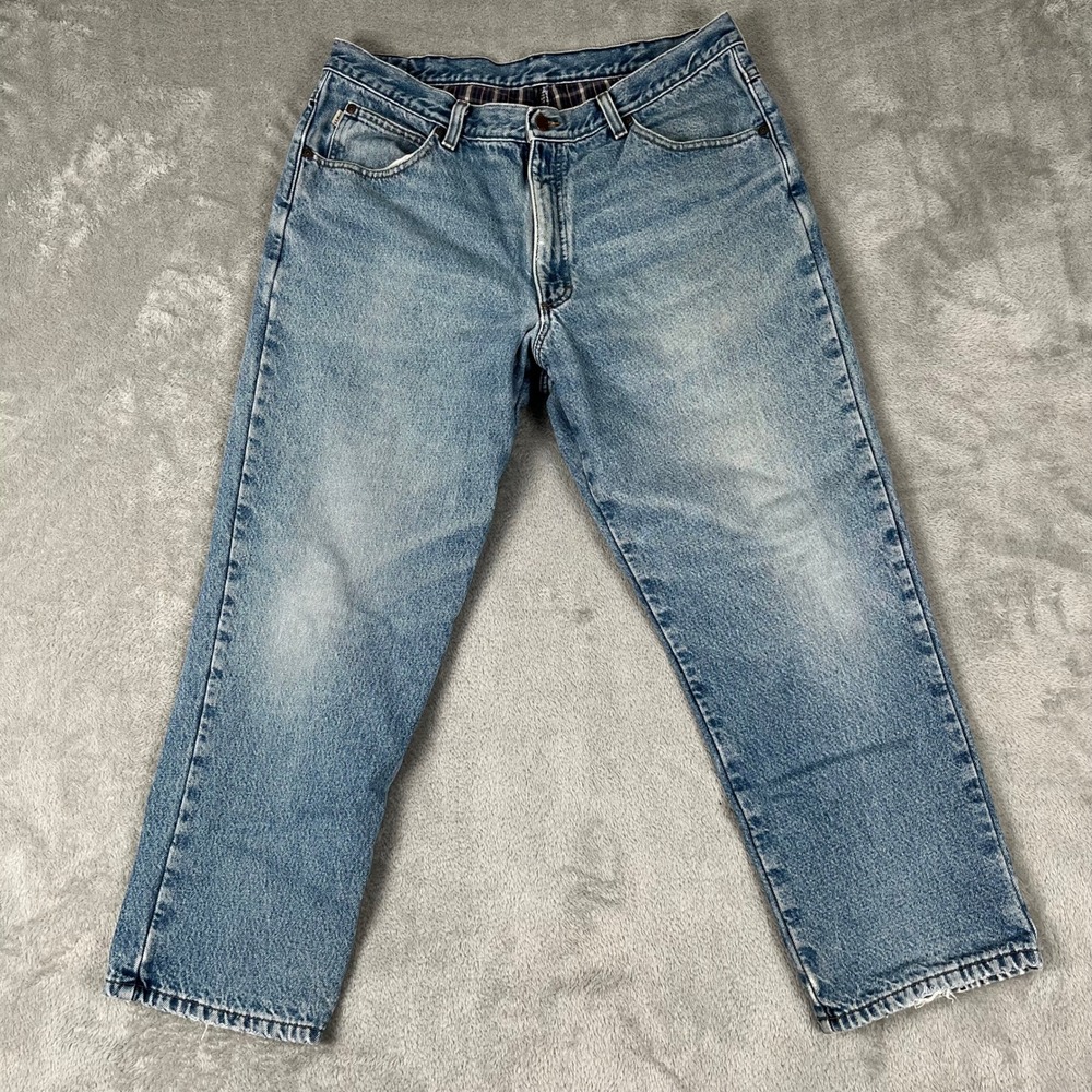 Vintage LL Bean Double L Classic Fit Flannel Lined Blue Jeans Men Sz 34x28 - Picture 2 of 12